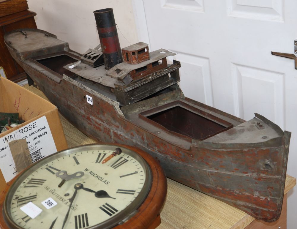A model metal built steamer, length 132cm
